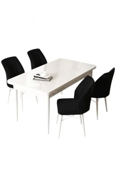 Dining Table & Chairs Set (5 Pieces) Arp - White, Black