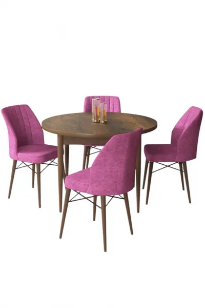 Dining Table & Chairs Set (5 Pieces) Rox - Baroque, Purple