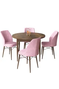 Dining Table & Chairs Set (5 Pieces) Rox - Baroque, Pink