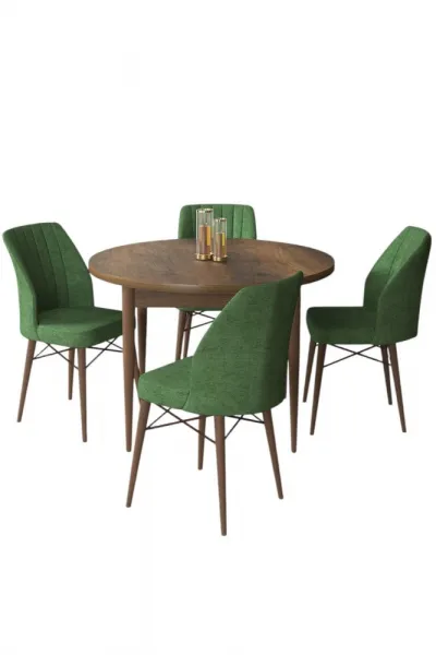 Dining Table & Chairs Set (5 Pieces) Rox - Baroque, Khaki