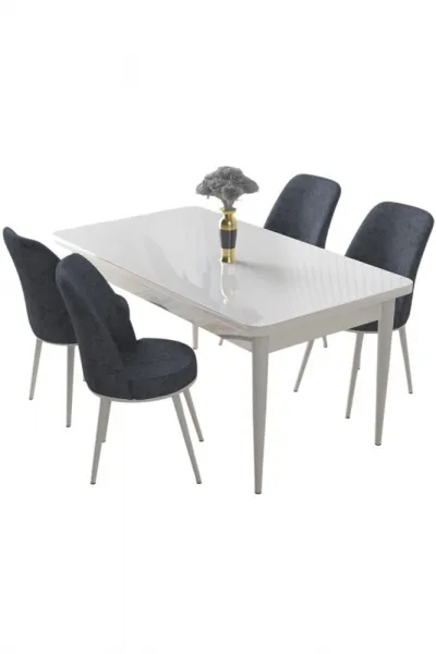 Dining Table & Chairs Set (5 Pieces) Nil - White, Fume