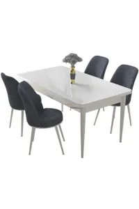 Dining Table & Chairs Set (5 Pieces) Nil - White, Fume