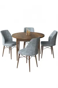 Dining Table & Chairs Set (5 Pieces) Rox - Baroque, Grey