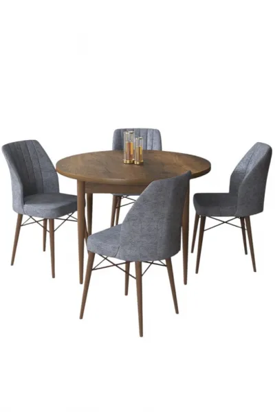 Dining Table & Chairs Set (5 Pieces) Rox - Baroque, Fume