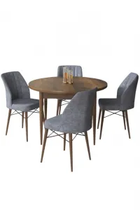 Dining Table & Chairs Set (5 Pieces) Rox - Baroque, Fume