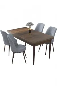 Dining Table & Chairs Set (5 Pieces) Nil - Baroque, Grey