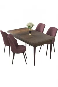Dining Table & Chairs Set (5 Pieces) Nil - Baroque, Dusty Rose