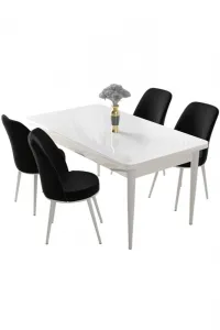 Dining Table & Chairs Set (5 Pieces) Nil - White, Black