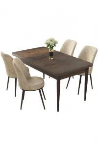 Dining Table & Chairs Set (5 Pieces) Nil - Baroque, Cream