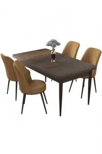 Dining Table & Chairs Set (5 Pieces) Nil - Baroque, Cappuccino