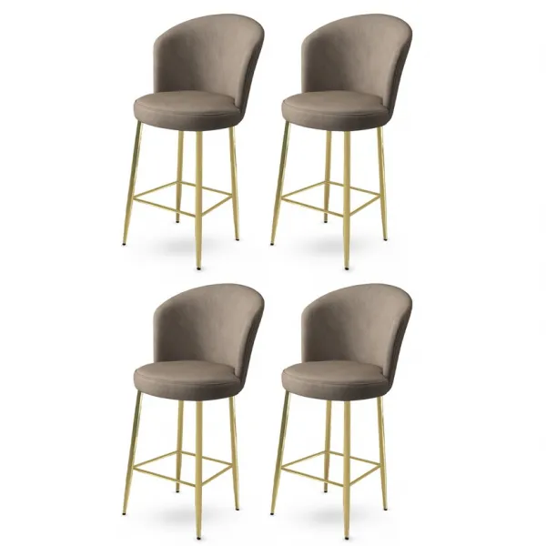 Bar Stool Set (4 Pieces) Fora - Cappuccino, Gold