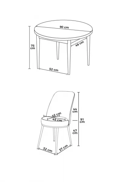 Dining Table & Chairs Set (5 Pieces) Tor - Baroque, Brown