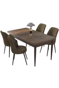 Dining Table & Chairs Set (5 Pieces) Nil - Baroque, Brown