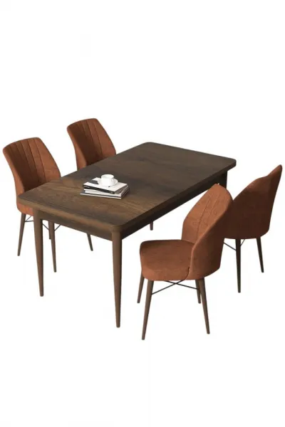 Dining Table & Chairs Set (5 Pieces) Arp - Baroque, Tile Red