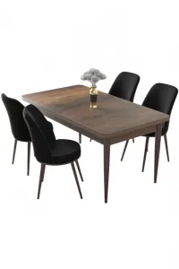 Dining Table & Chairs Set (5 Pieces) Nil - Baroque, Black