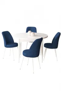 Dining Table & Chairs Set (5 Pieces) Tor - White, Navy Blue