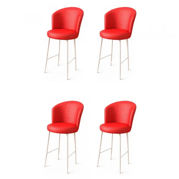 Bar Stool Set (4 Pieces) Uras - Red, White