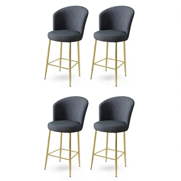 Bar Stool Set (4 Pieces) Fora - Anthracite, Gold
