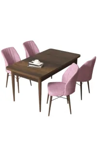 Dining Table & Chairs Set (5 Pieces) Arp - Baroque, Pink