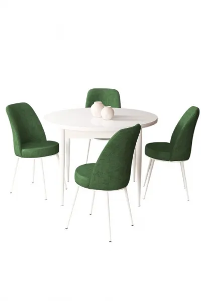 Dining Table & Chairs Set (5 Pieces) Tor - White, Khaki