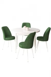 Dining Table & Chairs Set (5 Pieces) Tor - White, Khaki