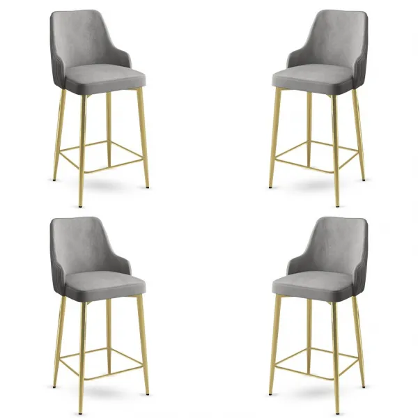 Bar Stool Set (4 Pieces) Enox - Grey, Gold