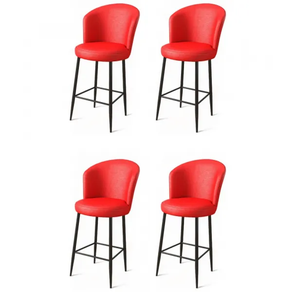 Bar Stool Set (4 Pieces) Uras - Red, Black