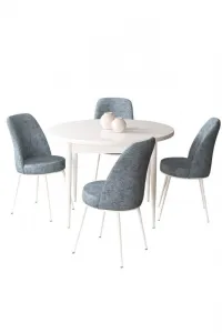 Dining Table & Chairs Set (5 Pieces) Tor - White, Grey