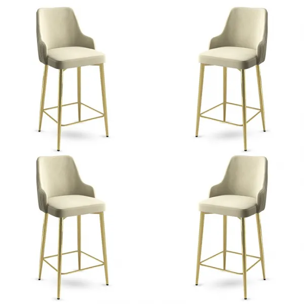Bar Stool Set (4 Pieces) Enox - Cream, Gold
