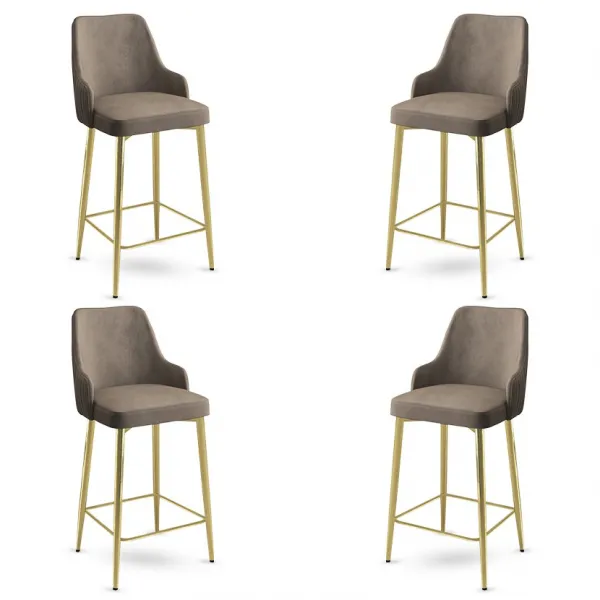 Bar Stool Set (4 Pieces) Enox - Cappuccino, Gold