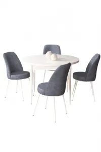Dining Table & Chairs Set (5 Pieces) Tor - White, Fume