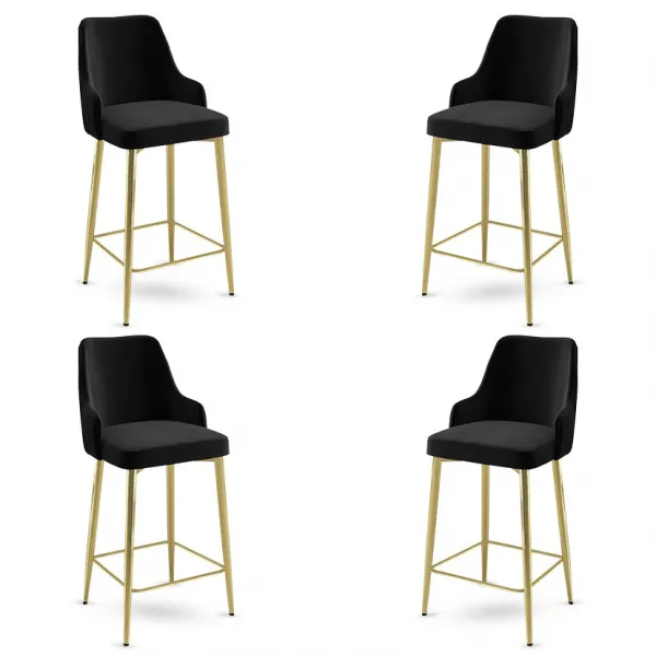 Bar Stool Set (4 Pieces) Enox - Black, Gold