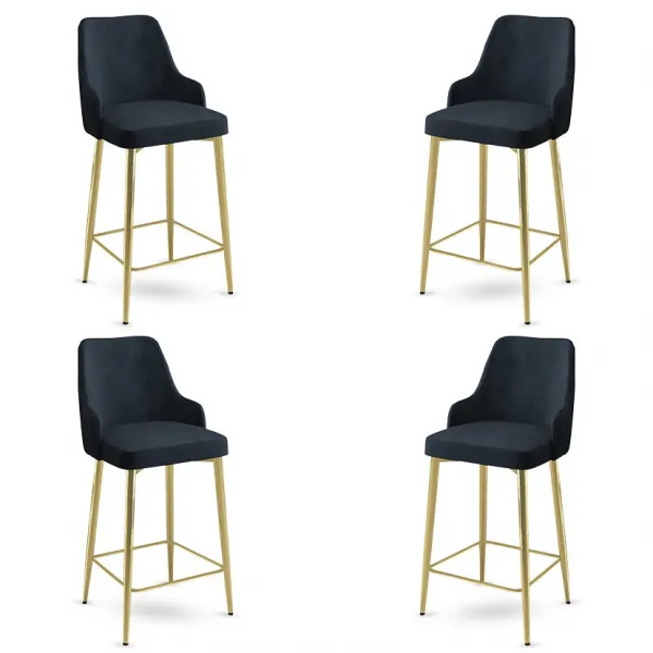Bar Stool Set (4 Pieces) Enox - Anthracite, Gold