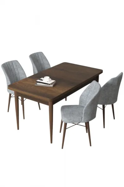Dining Table & Chairs Set (5 Pieces) Arp - Baroque, Grey