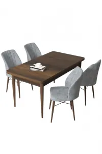 Dining Table & Chairs Set (5 Pieces) Arp - Baroque, Grey