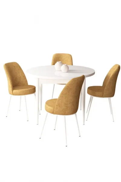 Dining Table & Chairs Set (5 Pieces) Tor - White, Cappuccino