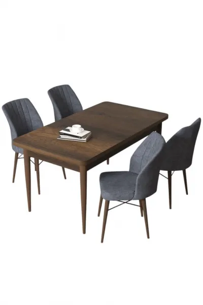 Dining Table & Chairs Set (5 Pieces) Arp - Baroque, Fume