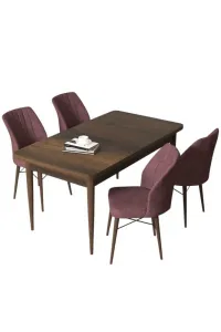 Dining Table & Chairs Set (5 Pieces) Arp - Baroque, Dusty Rose