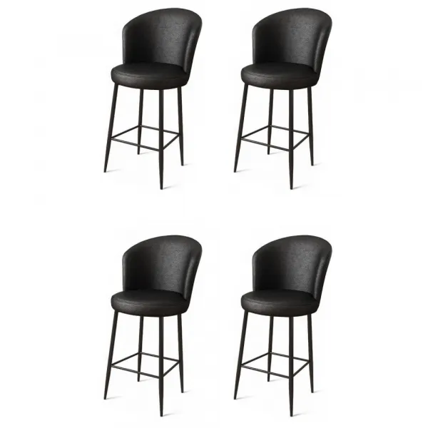 Bar Stool Set (4 Pieces) Uras - Black