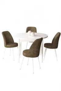 Dining Table & Chairs Set (5 Pieces) Tor - White, Brown