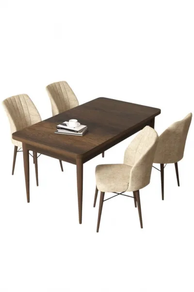 Dining Table & Chairs Set (5 Pieces) Arp - Baroque, Cream