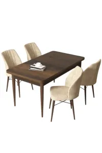 Dining Table & Chairs Set (5 Pieces) Arp - Baroque, Cream
