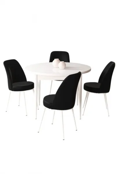 Dining Table & Chairs Set (5 Pieces) Tor - White, Black