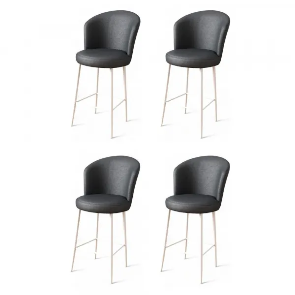 Bar Stool Set (4 Pieces) Uras - Anthracite, White