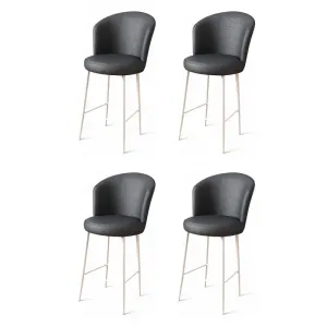 Bar Stool Set (4 Pieces) Uras - Anthracite, White