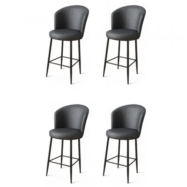 Bar Stool Set (4 Pieces) Uras - Anthracite, Black