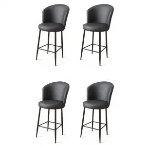 Bar Stool Set (4 Pieces) Uras - Anthracite, Black