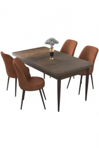 Dining Table & Chairs Set (5 Pieces) Nil - Baroque, Tile Red