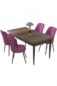 Dining Table & Chairs Set (5 Pieces) Nil - Baroque, Purple