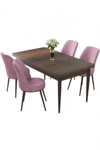 Dining Table & Chairs Set (5 Pieces) Nil - Baroque, Pink